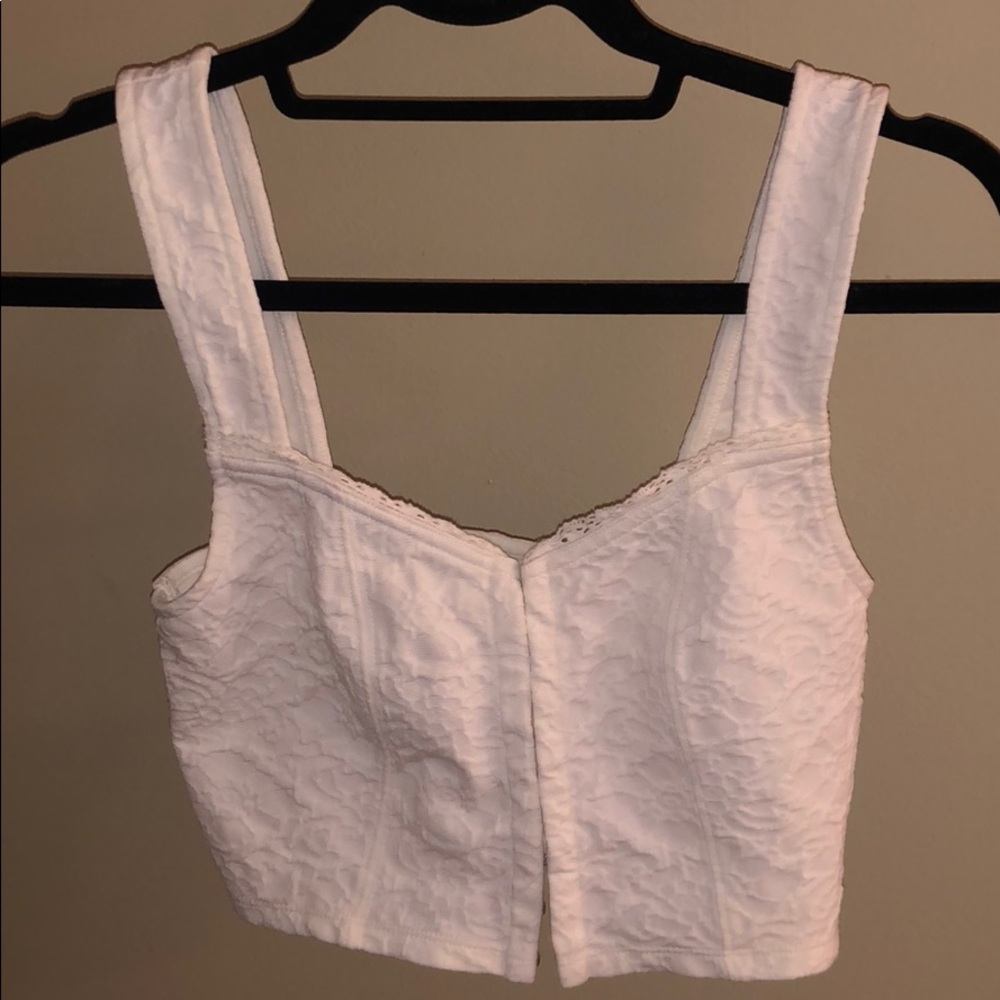 White button up crop top